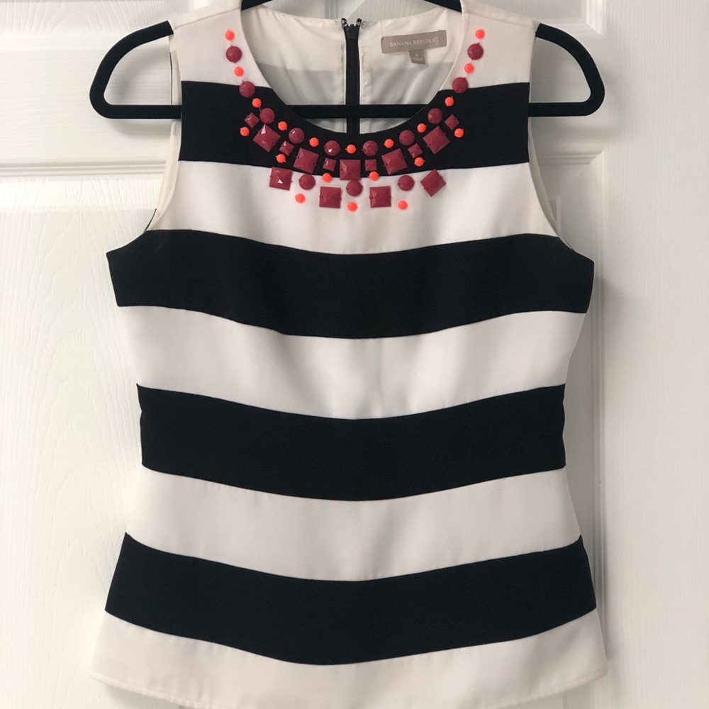Banana Republic Embellished Striped Top